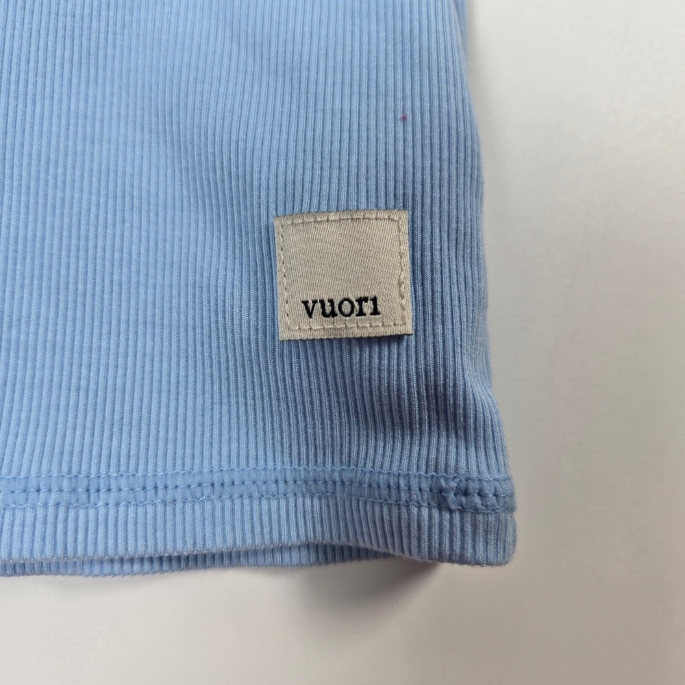 Vuori Polo Shirt Womens S‎ Light Blue Ribbed Knit Short Sleeve VW1050 Crop - Picture 2 of 7